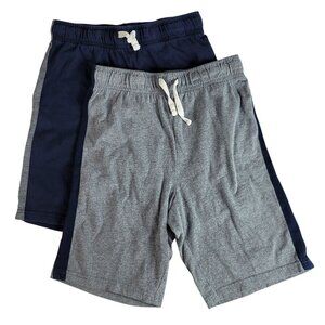 Children's Place Boys Athletic Shorts x2 Gray Blue SZ 10 Large Pull On Pockets